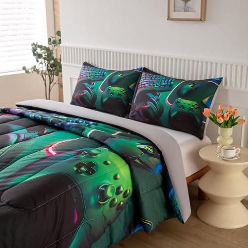GRAT TIOC Gamer Comforter Sets for Teen Boys,Gaming Bedding Sets Twin,Video Game Bedspread,Game Gamepad Bedrooom Bed Set,Controller Gamer Home Decor 3 Piece thumbnail 7