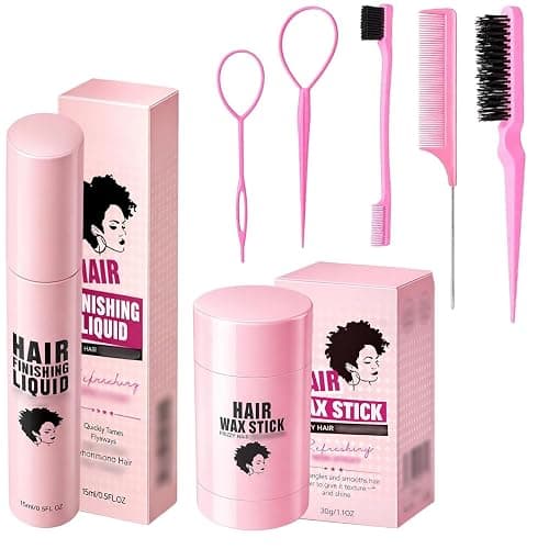 7pcs Hair Wax Stick, Slick Back Hair Products, Wax Stick for Hair Styling,Set with 5 Brushes and 2 Containers - Image 1