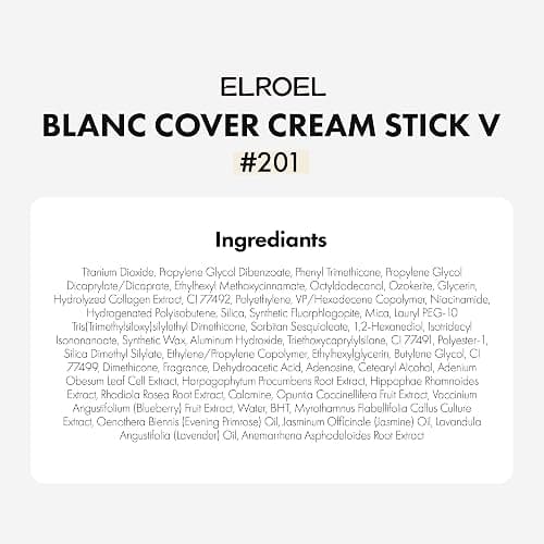 ELROEL BLANC Cover Cream Stick V - Korean Color-Changing Foundation with Detachable Brush - Full to Medium Coverage Base Makeup (201 Light, 0.45 oz) thumbnail 9
