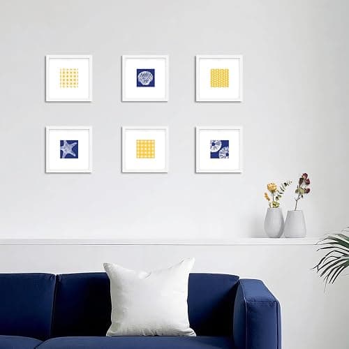An&He 8x8 Picture Frames Set of 6, Displays 4x4 with Mat or 8x8 Without Mat Photos, Square Collage Wall Decor for Gallery, Tabletop & Wall Decor, White thumbnail 2