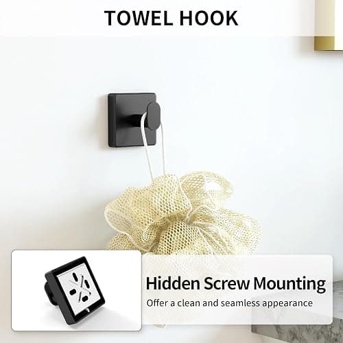 KLJKPA Black Bathroom Accessories Set, 24 inch Towel Racks for Bathroom, Stainless Steel Bathroom Hardware Set, Wall Mounted, 4-Piece thumbnail 5
