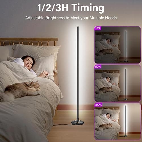 NIKYJM LED Stehlampe Wohnzimmer 145cm RGB Stehlampe Dimmbar Standleuchte LED Ecklampe mit Fernbedienung und APP, 16 Millionen Farben, 300 Szenenmodi Musikmodi DIY-Modus für Wohnzimmer Wohnzimmer Büro thumbnail 6