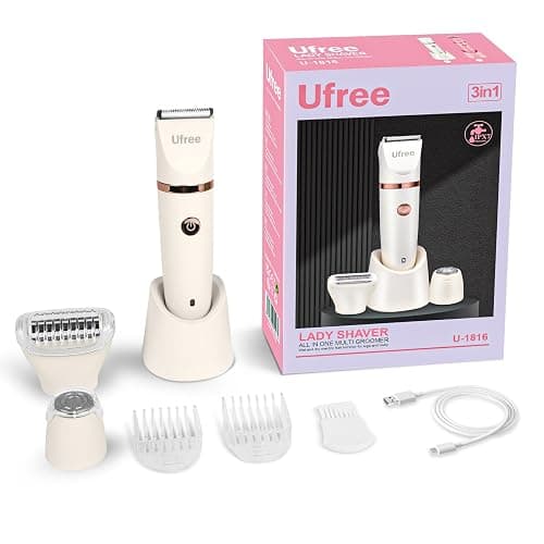 Ufree Bikini Trimmer Electric Razors for Women, Rechargeable Pubic Hair Trimmer Electric Shaver for Legs Body Hair, Bikini Shaver IPX7 Waterproof, White thumbnail 7