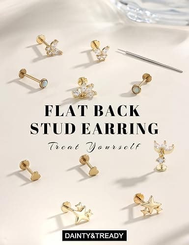 ORAZIO Hypoallergenic Flat Back Stud Earrings Surgical Steel Cartilage Earrings for Women Flatback Threadless Push in Nose Studs Lip Labret Medusa Conch Helix Tragus Piercing Jewelry 16G/18G/20G thumbnail 5