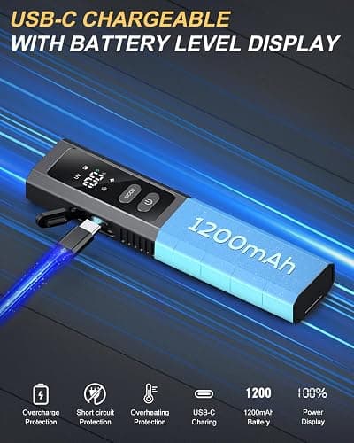 PPTSLID Flat EDC Flashlight Rechargeable with 4 Light Sources: Green Beam, UV Light, White LED Combo, Side Floodlight Combo, 600 Lumen Slim Small Pocket Magnetic Flashlight with Storage Case, Black thumbnail 7