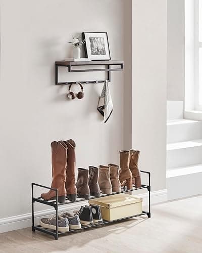 SONGMICS Shoe Rack, 2-Tier Shoe Organizer, Metal Storage Shelf, Upright or Upside Down, for 12-15 Pairs, Stackable, for Entryway, 11.8 x 36.2 x 13.4 Inches, Black ULSA12BK thumbnail 8