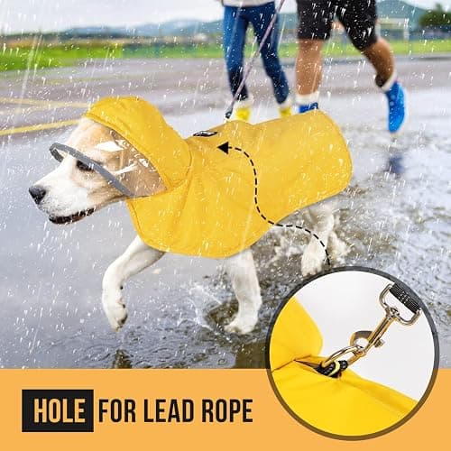 Lukovee Dog Raincoat, Adjustable Dog Rain Jacket with Clear Hooded Double Layer for Large Medium Small Dogs Puppies, Waterproof Rain Coat Poncho with Reflective Storage Pocket & Rim (Yellow, L) thumbnail 4