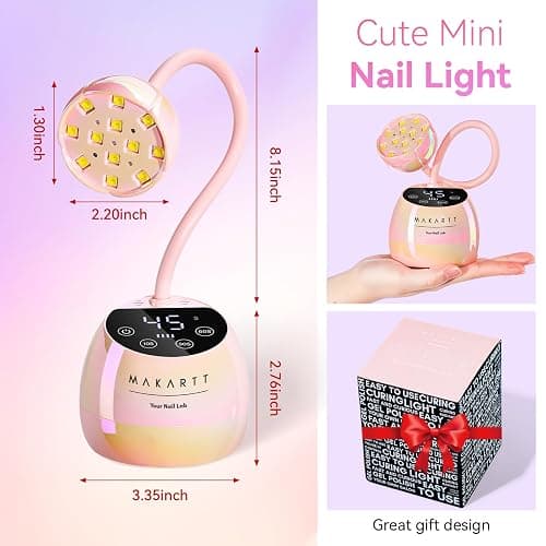 Makartt UV LED Nail Lamp - Gooseneck UV Light for Nails Cordless Rechargeable USB 39W Dryer LED Lamp with Auto Sensor 4 Timer Settings Fast Curing for Nail Art Polish (Glazed Pink) thumbnail 8