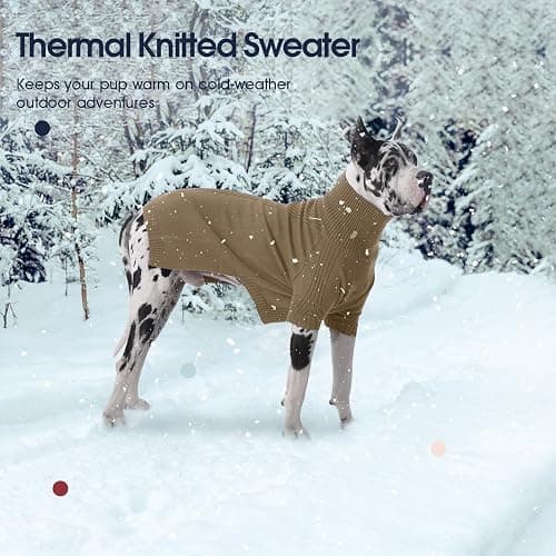 IECOii Dog Sweaters for Medium Dogs Girl Boy,Holiday Knit Doggy Sweatshirt with Sleeve,Turtleneck Thick Warm Dog Sweaters for Winter,Pullover Knitwear for French Bulldog,Boston Terrier (Camel, L) thumbnail 5