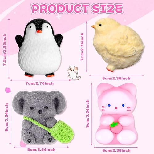 4 PCS Taba Squishy, Squishy Fidget Toys, Fufu Sensory Squeeze Toy Taba Squishies Kit, Birthday Stress Gifts for Kids Adults Teens, Cute Cat, Penguin, Easter Party Bag Fillers thumbnail 2
