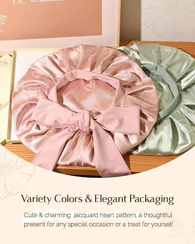 YANIBEST Adjustable Satin Bonnet for Sleeping, Double Layer Silk Bonnet with Tie Band for Women, Sleep Cap Curly Natural Hair, Green thumbnail 5