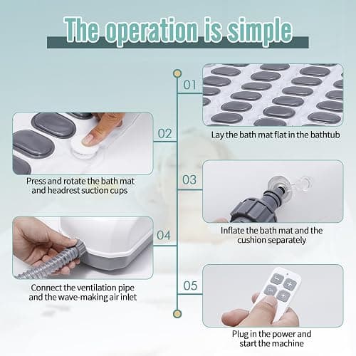 YSVORTOT Upgraded 2.0 Bathtub Spa,Bubble Bath Mat-Portable Bathtub Spa Mat - Electric Bubble Massage Mat with Remote Control, Simplicity of Operator,Help You Relax Both Physically and Mentally thumbnail 5