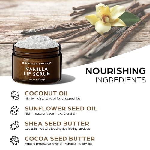 Brooklyn Botany Lip Scrub Exfoliator 1 oz – Lip Moisturizer for Dry Lips and Chapped Lips – Gentle Lip Exfoliator for Smooth and Brighter Lips – Vanilla Flavor - Vanilla 1 Oz (Pack of 1) - 1 Ounce (Pack of 1) thumbnail 5