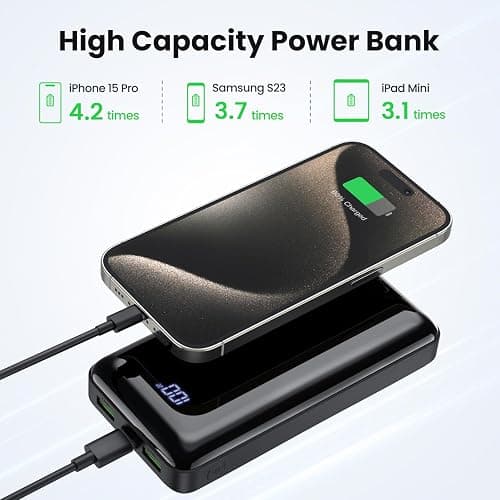 Power Bank 27,000mAh, QC 4.0 USB C 22.5W Fast Charging PD 20W Portable Charger, Mobile Phone Battery Pack 3 Outputs & 2 Inputs High Capacity Compatible for Smartphones thumbnail 3
