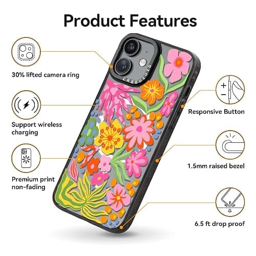 casevivid Magnetic for iPhone 11 Magsafe Case Cute Aesthetic - Durable Fashion Funny Phone Case - Girly Passion Flower Pattern Print Cover Design for Woman Girl 6.1 inches Black thumbnail 5