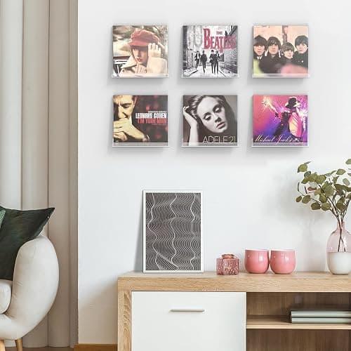 Meaocer Vinyl Record Shelf Wall Mount, 6 Pack 12 inch Clear Acrylic Album Record Holder Display, Kids Bookshelf, Floating Wall Shelves for Bathroom, Bedroom, Living Room, Kitchen (Clear-6pcs) thumbnail 6