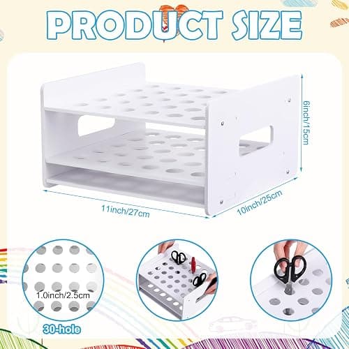 Unittype 30 Holes Scissor Holder White Plastic Scissor Storage Stand Rack Organizer 11 x 10 x 6 Inches Desktop Tool Stand for Classroom Pens Makeup Brushes Barbershop Home Office Craft Supplies thumbnail 3
