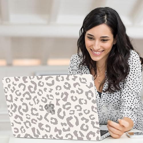 AKIT Compatible with MacBook Air 13 inch Case 2025 2024-2022 M4 M3 M2 A3240 A3113 A2681, Unique Hard Shell Laptop Case+Screen Protector+Keyboard Cover for MacBook Air 13.6 inch, Print Leopard Grey thumbnail 8
