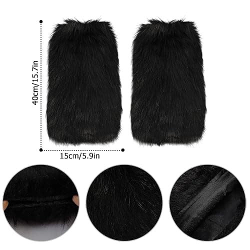PHOGARY Faux Fur Fuzzy Leg Warmers Furry Boot Covers for Women Girls, Furry Boot Cuffs Fuzzy Shoes Cover Socks for Costumes thumbnail 4