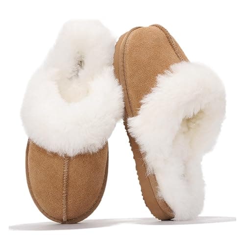 Project Cloud Genuine Leather Slippers for Women Footwear with Genuine Fur Lining Womens Clogs & Mule - Non-Slip Indoor/Outdoor Scuff Womens Slippers with Memory Foam Insole (Henka) - Image 1