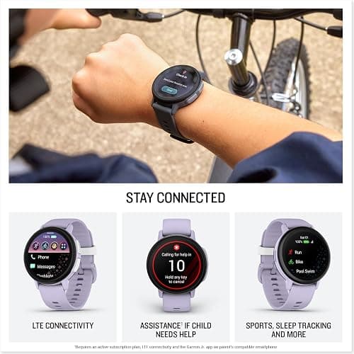 Garmin Bounce™ 2, Kids Smartwatch, Calling & Texting, 43mm, Light Purple | Two-Way Calling, Voice Messaging, Text Messaging, Real-Time Location Tracking, Active Subsciption Required for LTE Features thumbnail 4