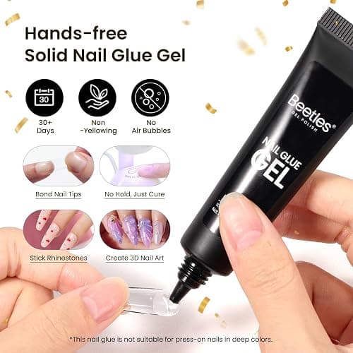 Beetles Gel Nail Kit Medium Almond with Nail Dehydrator and Primer, 576Pcs Half Matte Etch-X Gel Nail Tips Solid Nail Glue Mini Nail Lamp Acrylic Nail Tips Easy DIY Nail Extension Set Gift for Women thumbnail 5