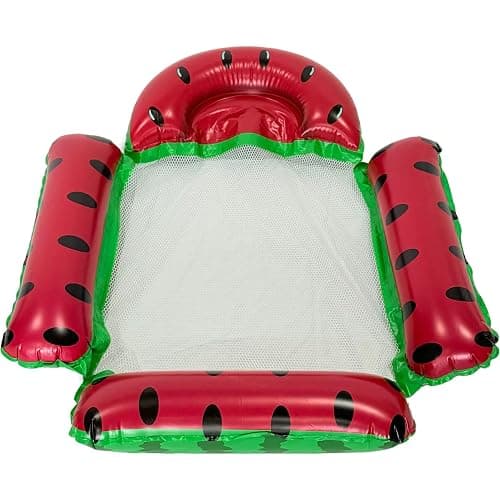 Inflatable Pool Float with Mesh Bottom, Watermelon Design, 4 Tube Floating Hammock Chair Bed for Adults, Portable Water Lounger for Swimming Pool, Beach, Lake, Travel - Image 1