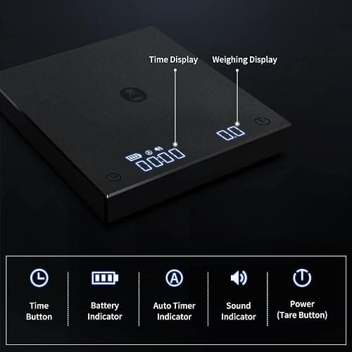 TIMEMORE Black Mirror Basic 2 Coffee Scale, Espresso or Pourover Scale with Timer, 2000 Grams Capacity (Black) thumbnail 2