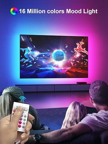 GIPOYENT TV LED Backlight,Sync to Music LED Strip Lights for 56-80 inch TV, LED TV Lights with Bluetooth Function,Led Lights for Bedroom RGB Colors Changing for Home Theater Non-Waterproof (16.4ft) thumbnail 2