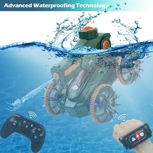 IQBOX Toys for Kids 6-12 Remote Control Car Boat Gifts for Boys 5-7 8 9 10 11 Year Old Amphibious RC Boats Water Squirt Gun with Light & Self-Dispensing, Pool Outdoor Beach Toy for Kids thumbnail 6