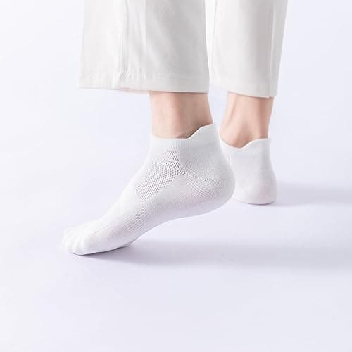ACCFOD Womens Ankle Socks Athletic Running Low Cut Socks With Tab 6 Pairs - 6-9 - White thumbnail 3
