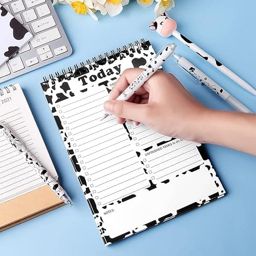 Gueevin Cow Print To Do List Notepad, Cute Daily Task Planner for Women, 50 Sheets Spiral Desk Notepad, Cows Desk Accessories Gift for Cow Lovers Office School thumbnail 5