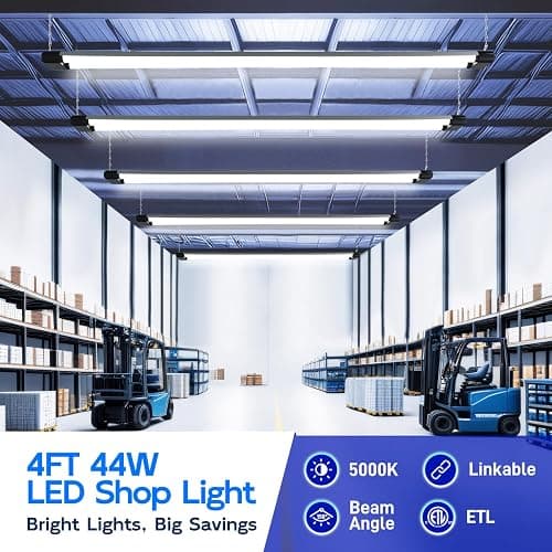 hykolity 4FT Linkable LED Shop Light,44W 4600LM 5000K Daylight,8 Pack | Plug-in Hanging/Surface Mount Utility Light, Daisy Chain Shop Lights for Garage,Workshop,,Warehouse,Utility Room,Black thumbnail 2