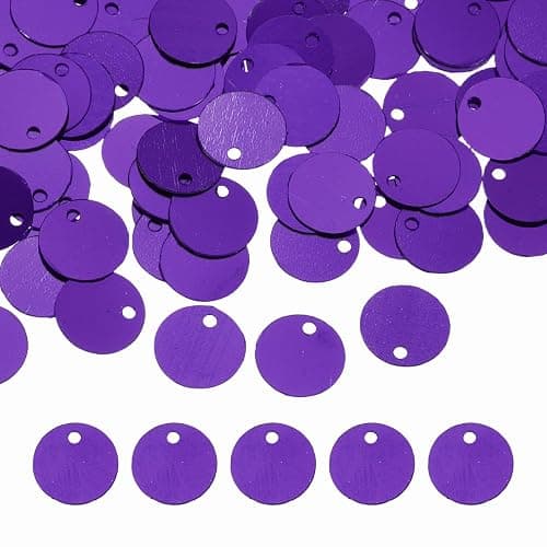 MECCANIXITY Flat Round Sequins, 600Pcs 10mm/0.4 Inch Loose Paillettes Deep Purple Craft Sewing Sequins with Single Side Hole for DIY, Embroidery Clothing, Jewelry Making - Image 1