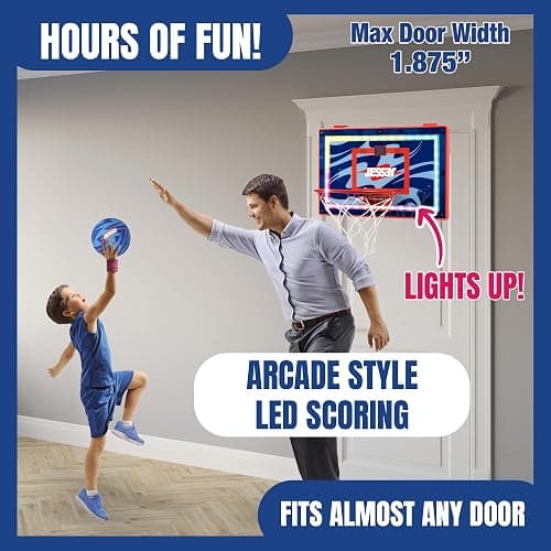 Jesser Basketball Hoop with Balls | Fun Indoor Game for All Ages 6+, Gift for Kids, Children, Teens & Families, Bedroom & Playroom | Toy for Boys & Girls (Ceiling Hoop or Over The Door) thumbnail 5