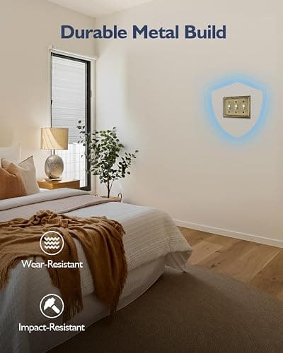 ZILLSEA 1-Pack Antique Brass Triple Toggle Wall Plates, 3 Gang Light Switch Covers, Durable Metal Switch Plate Covers, Decorative Pearl Design, 6.77''*4.88'', Midsize thumbnail 5