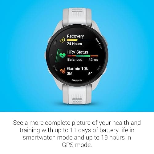 Garmin Forerunner 165, Running Smartwatch, Colorful AMOLED Display, Training Metrics and Recovery Insights, Whitestone thumbnail 5