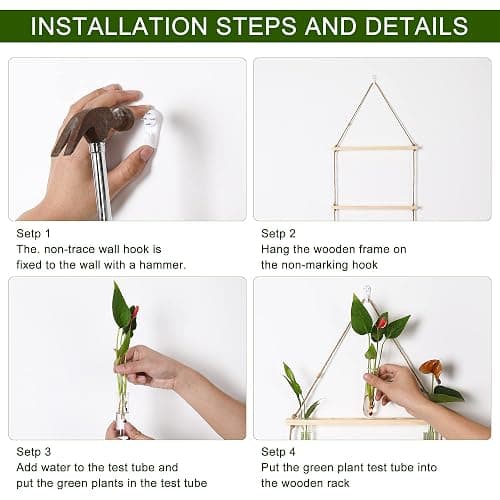 YIBOT Propagation Stations,3 Tiered of Propagation Tubes with Wooden Stand,Mini Glass Test Tubes Vase,Plant Terrarium for Hydroponic Home Garden Office Decor, Gardening Gift for Women Plant Lover thumbnail 4