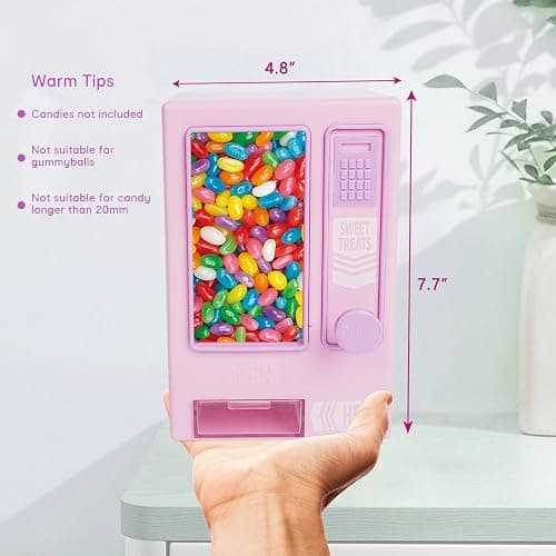 YOBRO Candy Dispenser, Cute Vending Machine for Desktop, Manual Candy Machine, Dispense Mini Candies, Birthday&Christmas Gift for Girls, Gift for Friends Girlfriends (Pink) - Pink thumbnail 2