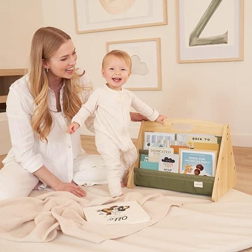 ZICOTO Decorative Wooden Bookshelf with Handle for Kids Rooms - Keeps Books Neatly Organized & Within Reach for Toddlers - Easy Install Montessori Book Shelf for Baby's Bedroom or Playroom Decor thumbnail 2