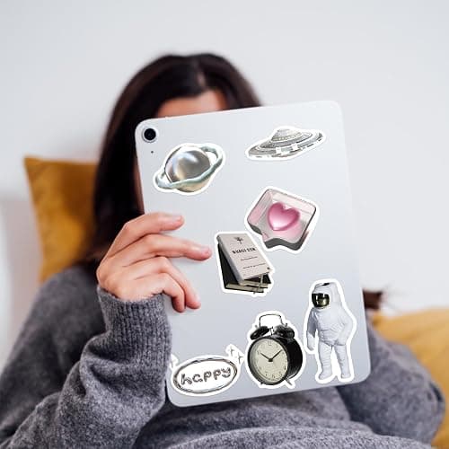 100pcs Aesthetic Stickers | Y2K Retro Sticker | Cool 2000s Cyber Trendy Stickers for Water Bottle Laptop Guitar Skateboard | Vinyl Stickers for Girls Teens Adults (Black, White, Silver) thumbnail 6