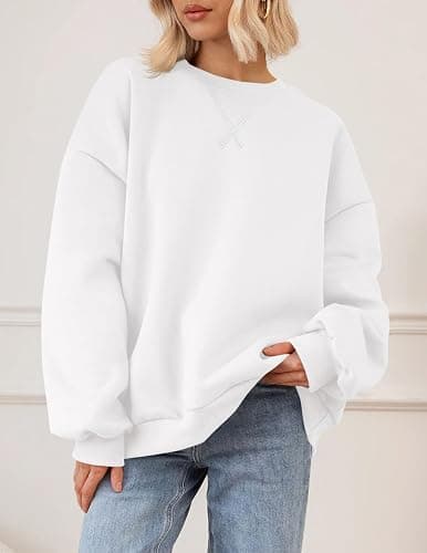 PRETTYGARDEN Sweatshirt for Women Trendy Casual Crewneck Long Sleeve Pullover Tops Fall Fashion Outfits 2025 Winter Clothes - White - Medium thumbnail 2