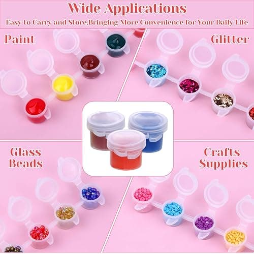 Caffox 240-Piece Empty Paint Pot, 40 Strips Acrylic Mini Paint Container Strip Storage with Lid for Classrooms, School Art & Crafts 3ml/ 0.1oz thumbnail 2