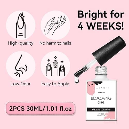 Makartt Blooming Gel-Clear 2 Pcs Marble Gels Nail Polish Blossom Gels for Spreading Effect,Gel Paint Nail Art Supplies for Watercolor Design,Floral Print, Nail Art Design DIY Manicure for Women thumbnail 7