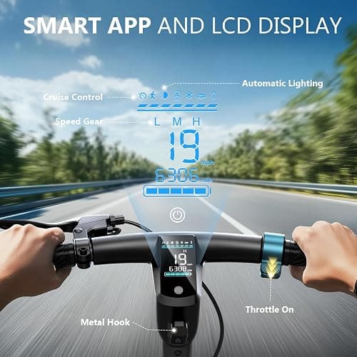 SISIGAD Electric Scooter Adults 10" Tires, 600W Peak Motor, Max 22 MPH Speed, 30 Miles Long Range, Portable Folding E-Scooter for Commuting with Dual Brakes, LCD Display APP Control thumbnail 6