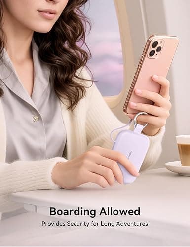 RORRY CharmGo Portable Charger, 5000mAh Power Bank with Built-in Cables | 20W,Keychain,Travel Essential,Battery Pack,USB-C,Compact,All in Mini,for iPhone18 Pro Max/17-15,for AirPods 3/4/Pro,for iPad thumbnail 6