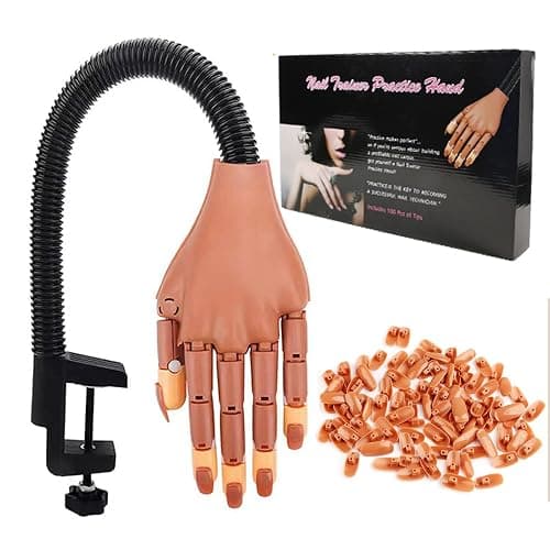 DASGIRL Practice Hand for Acrylic Nails, Flexible Nail Practice Hands Training Kits, Fake Mannequin Hands for Nails Practice, Movable Nail Mannequin Hand with 100PCS Nail Tips - Image 1