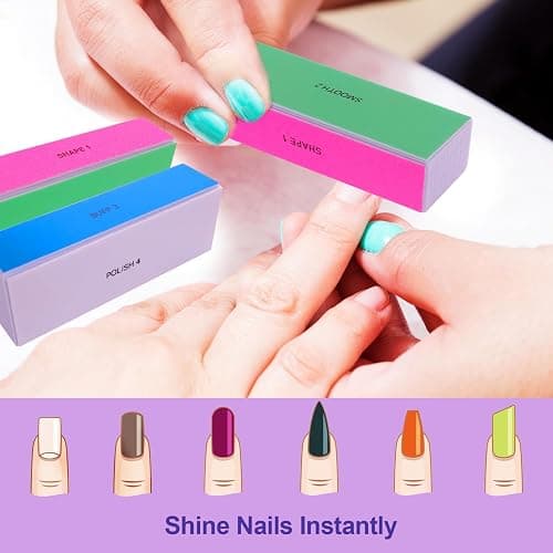 4 Way Nail Buffer Block (4 Pcs), Nail Shine Buffers Blocks Files for Natural and Acrylic Nails Smoother Buffing Block Polisher Fingernail File Buffer 120/240/600/3000 Grit for Buffing Shinning thumbnail 2