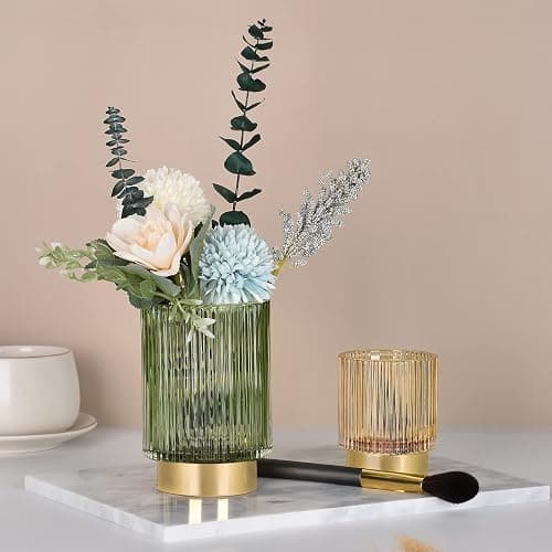 CANITORON Makeup Brush Holder,Glass Makeup Brush Holder Organizer Store Cosmetic Tools,Eyeliner,Storage Organizer for Vanity,Bathroom Countertop Organize and Bedroom Countertop Storage.(Amber L) thumbnail 5