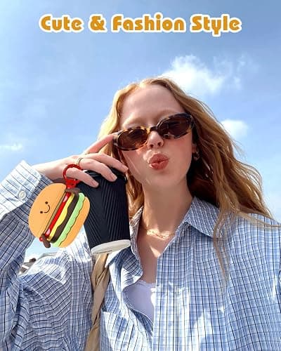 Boaretiu for Airpods 4 Case 2024 Cute Cartoon Kawaii - Funny 3D Soft Silicone Hamburger Design Cover with Carabiner Stylish for Boys Girls Teens Women for Air pods 4 thumbnail 5